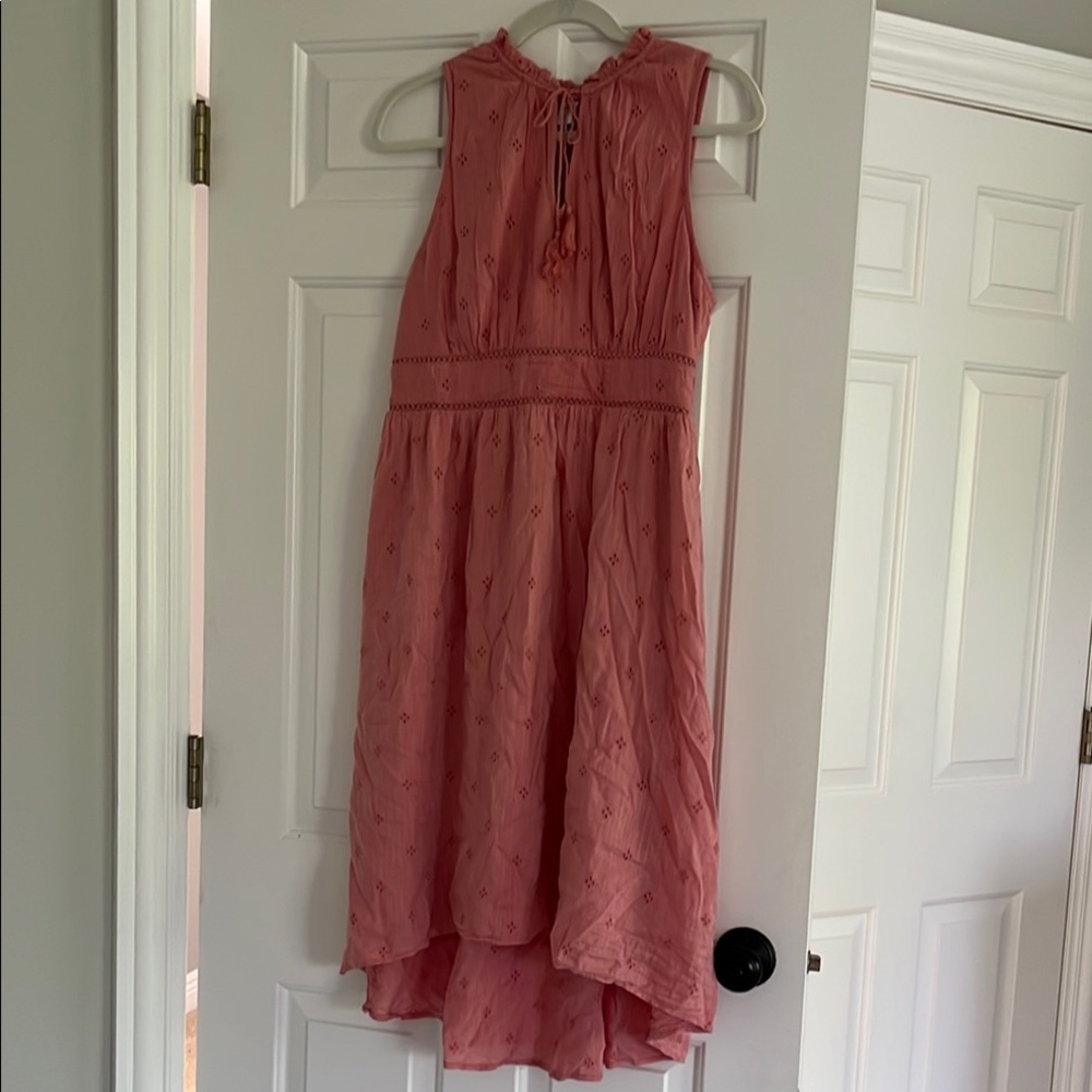 Old Navy Pink Coral Eyelet High Low Summer Dress Medium Petite